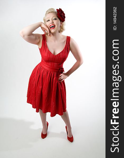 Pinup Girl In Red Dress