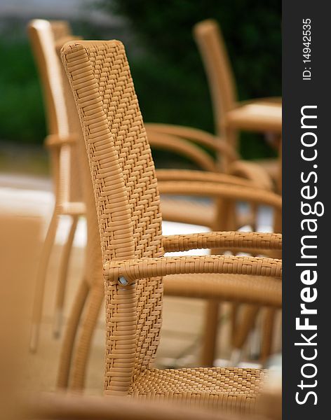 Some straw chair isolated outdoor.