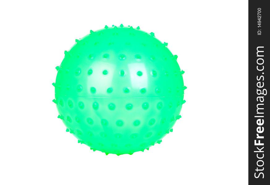 Green ball with spikes isolated on a over white background