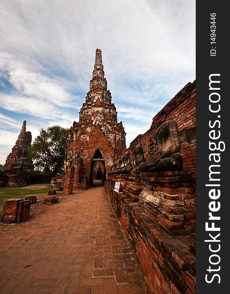 The ruin temple of ancient place in Thailand, Ayutthaya