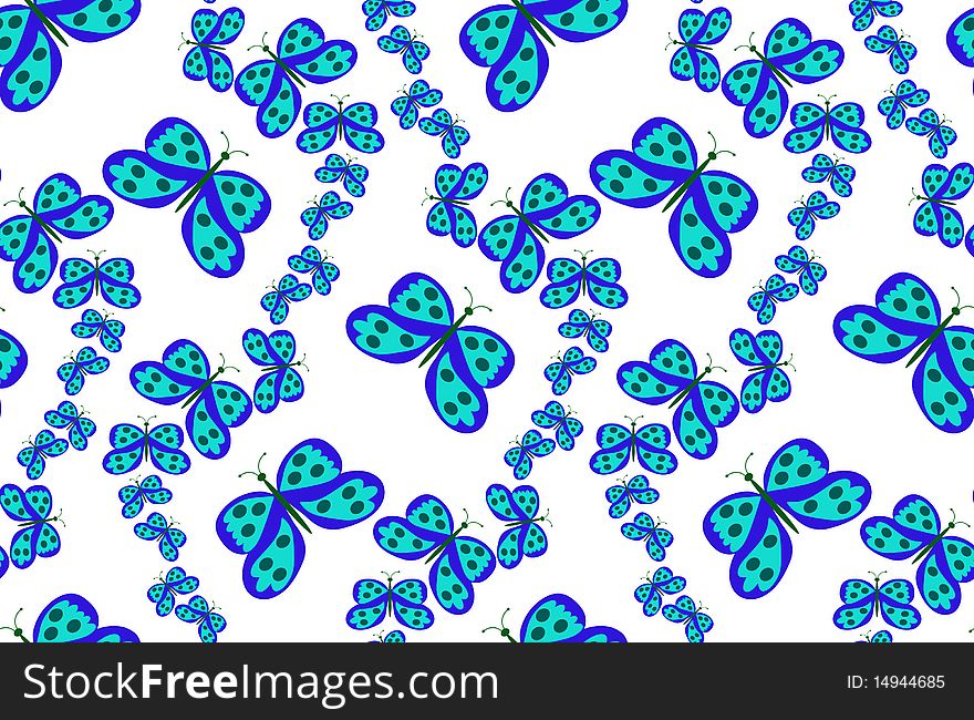 Dark blue butterflies on a white background. A illustration