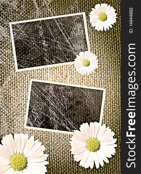 Vintage Photo Frames Over Sack Background