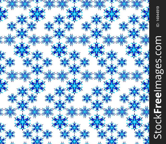 Blue snowflakes on white background. Vector illustration