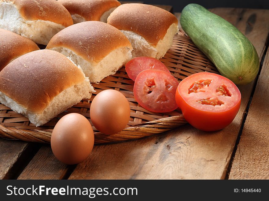 Warmly baked breads in a basket