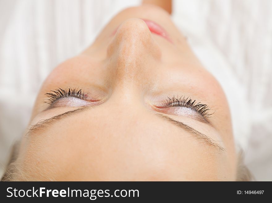 Caucasian woman portrait close up blond