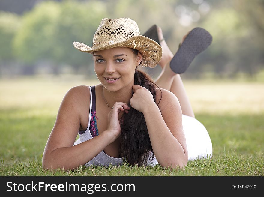Girl Wearing Summer Hat