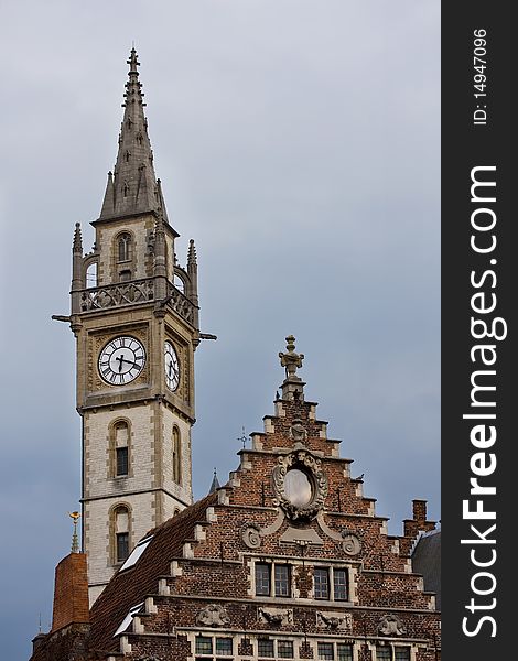 Clock Tower In Gent.