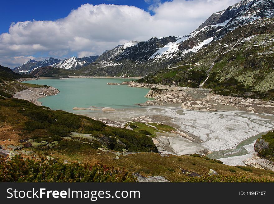 Blue mountain lake in the Austrian Alps. Blue mountain lake in the Austrian Alps