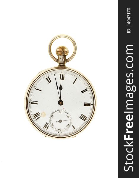 Antique pocket watch set at two minutes to twelve
