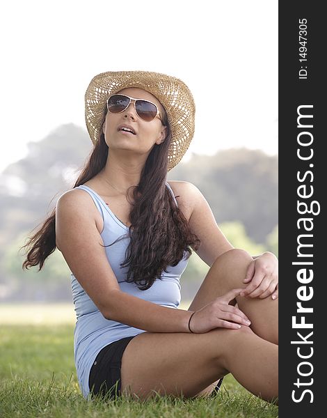 Girl Wearing Hat And Sunglasses
