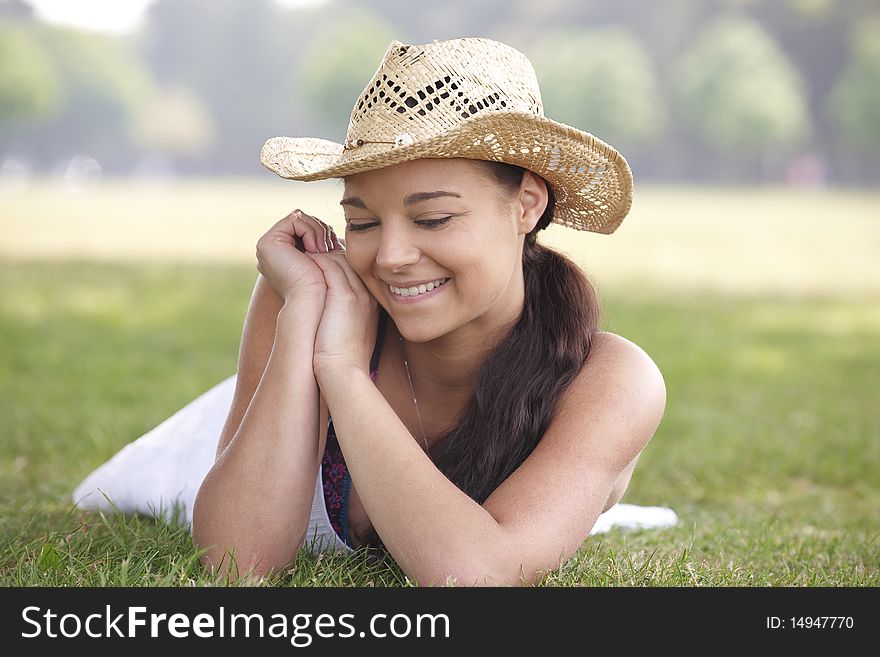 Girl Wearing Summer Hat