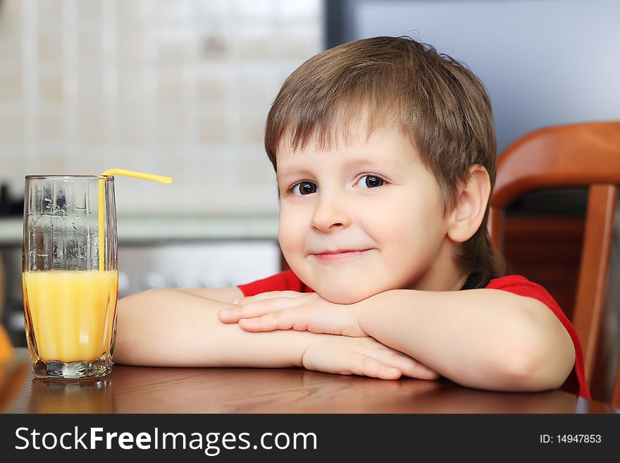 Cute Boy With Juice