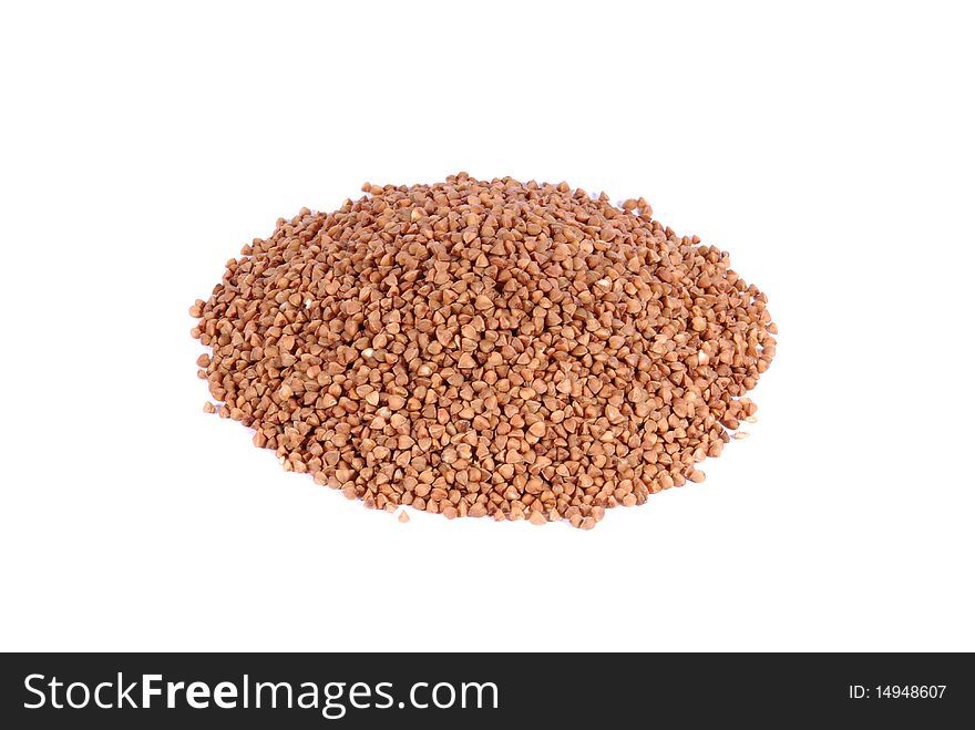 Hill of buckwheat over white background