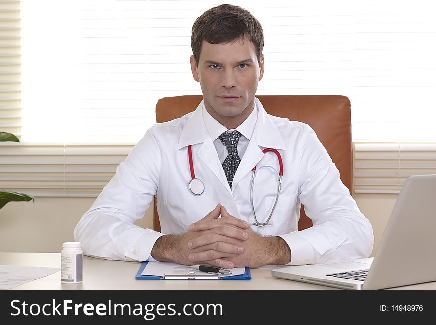 Male Doctor In His Office