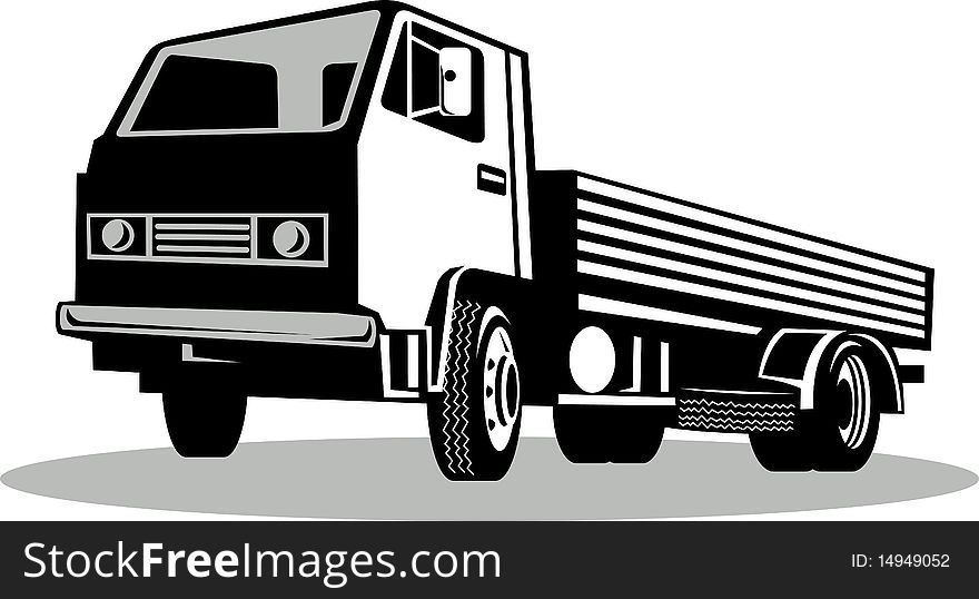 Illustration of a Truck viewed from a low angle isolated on white background