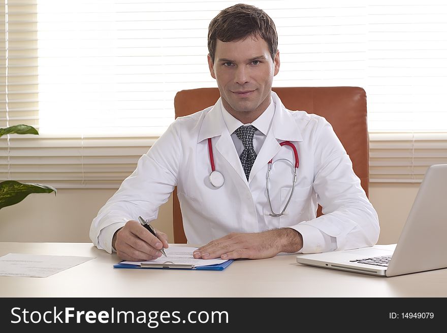 Male Doctor In His Office
