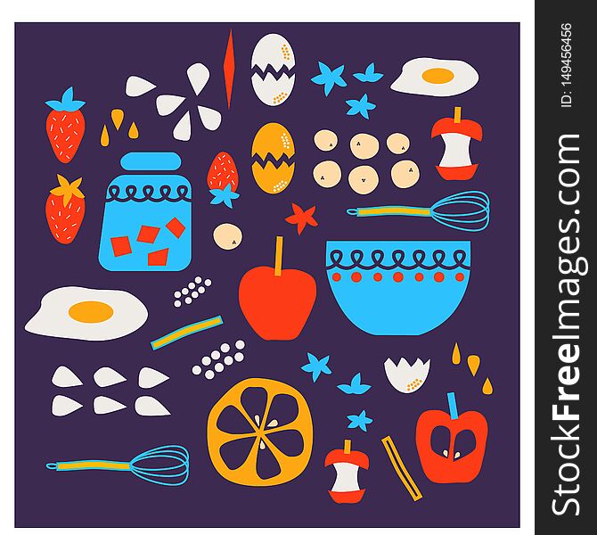 Food Pattern Hand Drawn Illustration Isolated On Background
