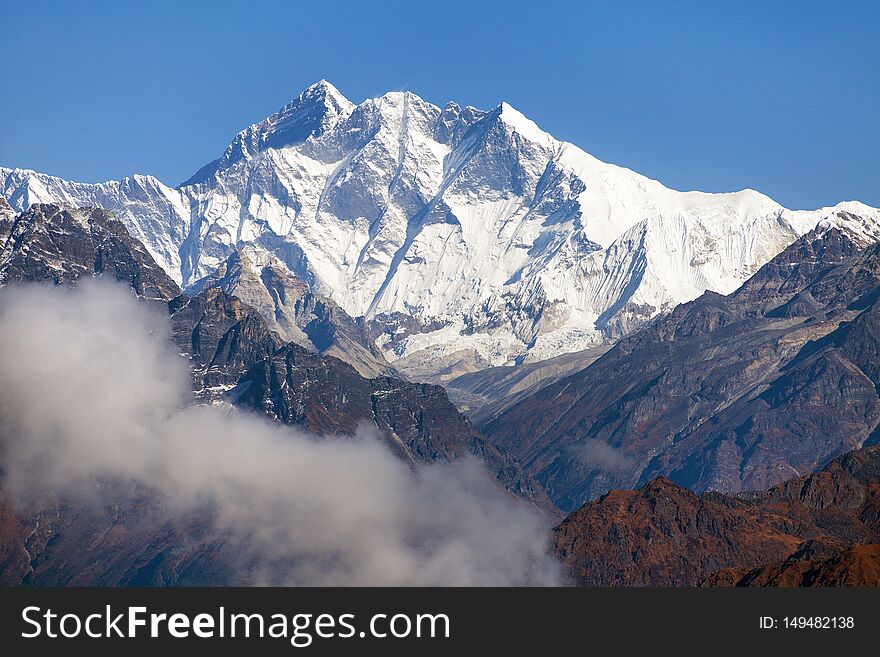Mount Everest and Lhotse from Silijung hill near Salpa pass, great himalayan range, Nepal himalayas mountains. Mount Everest and Lhotse from Silijung hill near Salpa pass, great himalayan range, Nepal himalayas mountains