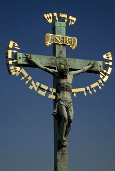 Statue Of Jesus On The Charles Bridge Royalty Free Stock Photos