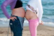 Pregnant Women And The Ocean Stock Photo Pregnant Women And The Ocean Stock Photo