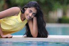 Girl Sitting At Pool Stock Images Girl Sitting At Pool Stock Images