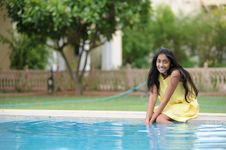 Girl Sitting At Pool Stock Photos Girl Sitting At Pool Stock Photos