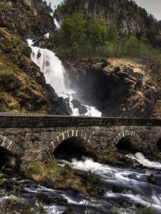 Waterfall And Bridge Royalty Free Stock Photo