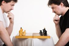 Two Men Play A Chess Royalty Free Stock Images