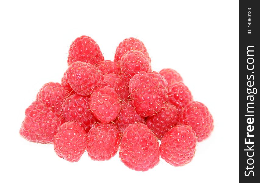 Sweet raspberries isolated on a white background
