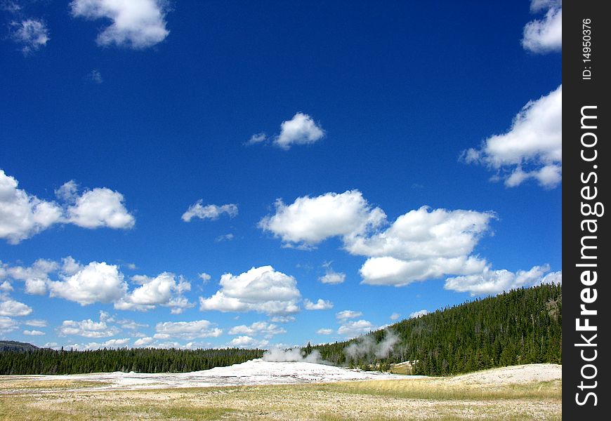 The Famous Old Faithful Geyser in Yellowstone National Park. The Famous Old Faithful Geyser in Yellowstone National Park