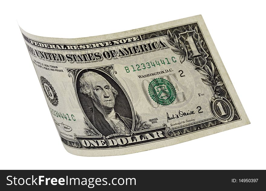 Dollar,isolated on white with clipping path.