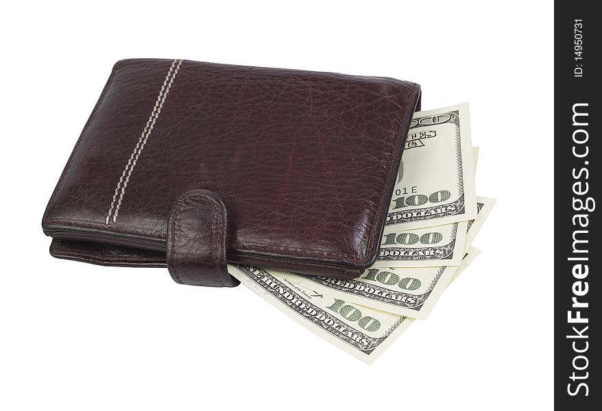 Money in wallet,isolated on white with clipping path,Granite