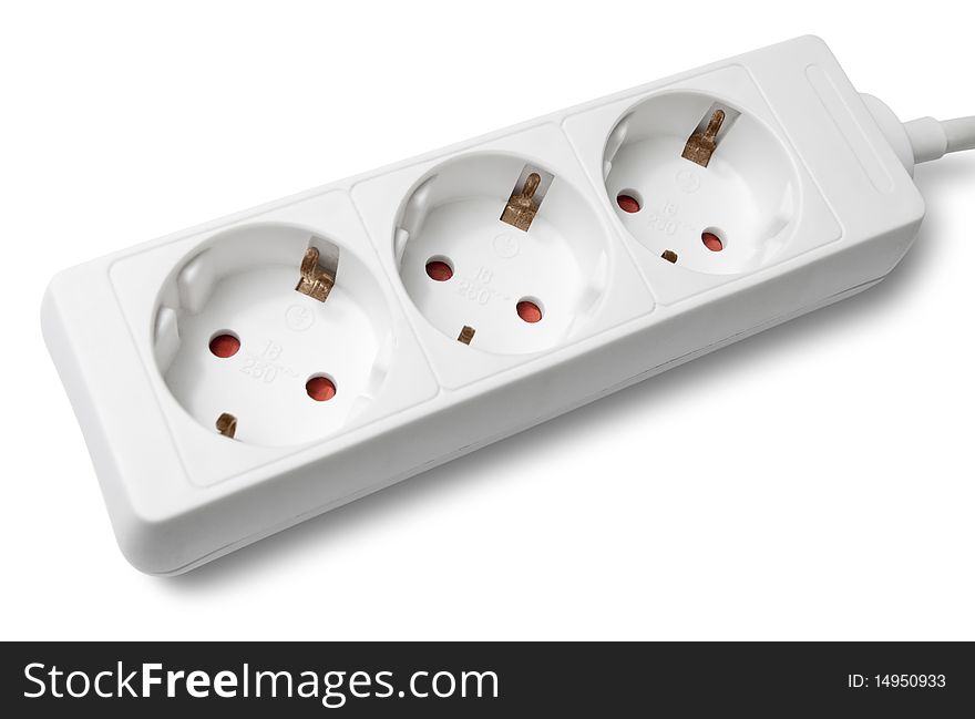 Electric euro power outlet on white background