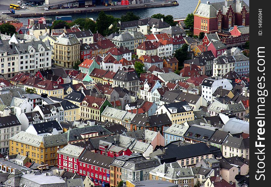 Architecture of Bergen, Norway, during Summer