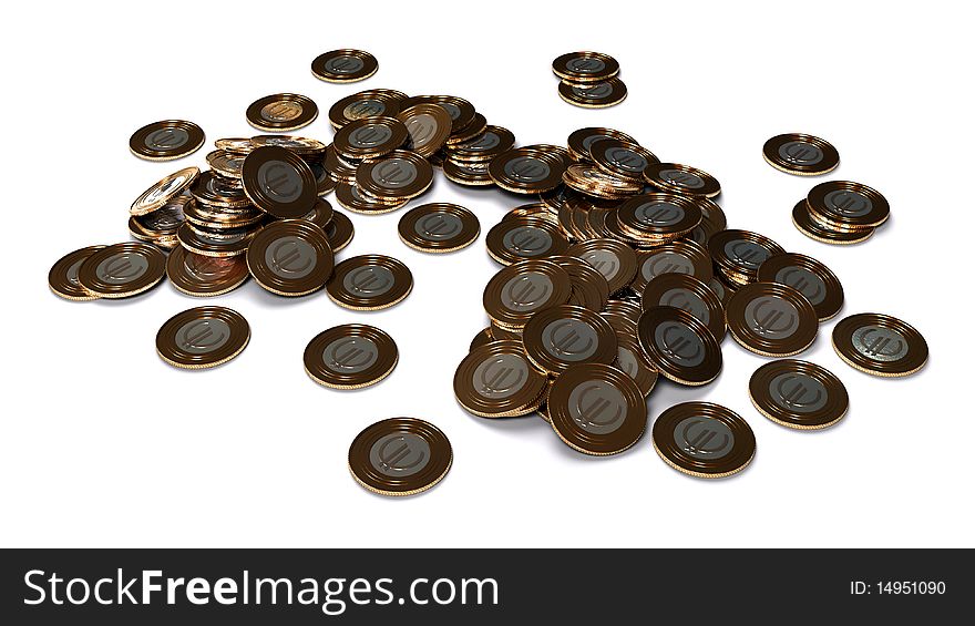 Picture of plenty euro coins over white background - 3d generated