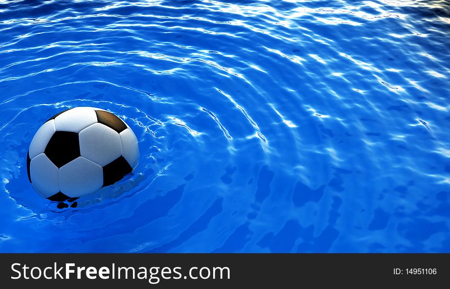 Picture of a volley ball on the water making waves