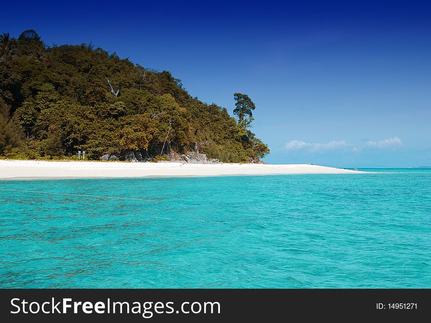 Detail of a Thailand Island with water and vegetation. Detail of a Thailand Island with water and vegetation