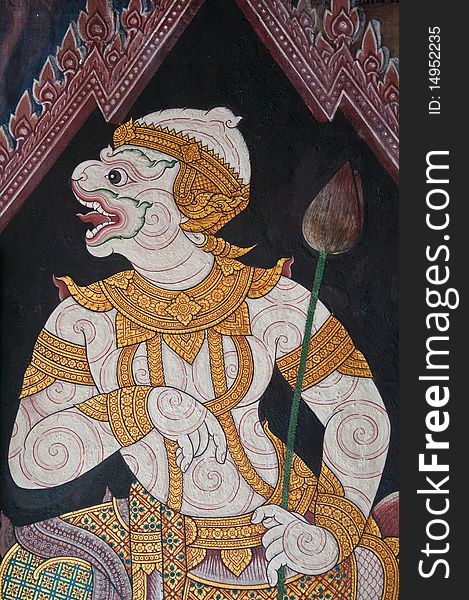 A Demon In The Ramayana Painted On Wall