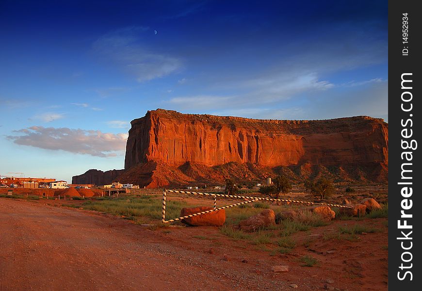 Road of Monument Valley at Sunset Time