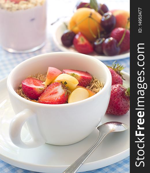 Muesli with berries and apricots breakfast