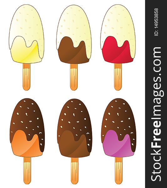 Illustration of an Ice cream with Vanilla and Chocolate glazing