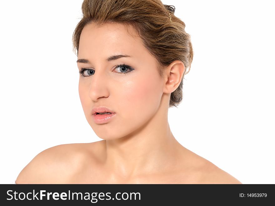 Young beautiful woman glamour beauty shot isolated on white background