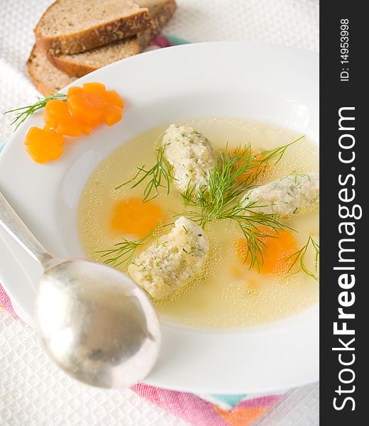 Chicken dumpling soup with fennel