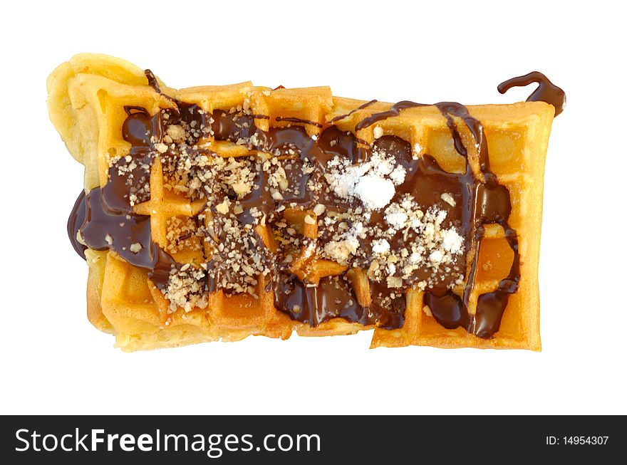 Single Waffle With Chocolate And Nuts