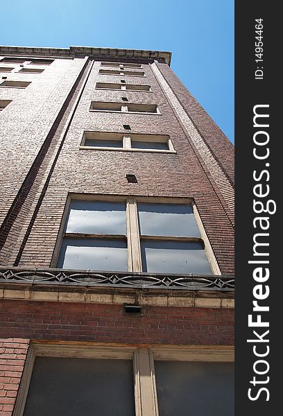 Skyward view of downtown building in Kansas City's West Bottoms. Skyward view of downtown building in Kansas City's West Bottoms