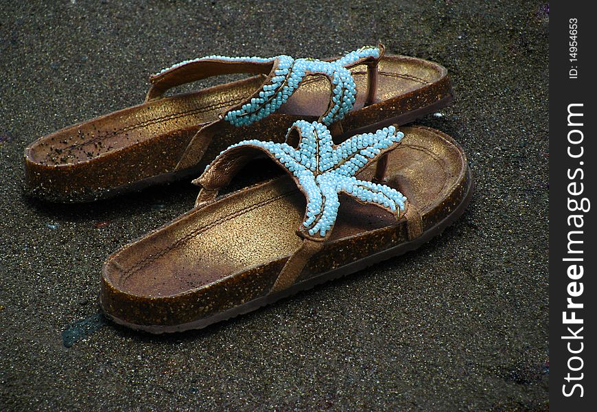 Sand and beautiful sea slippers