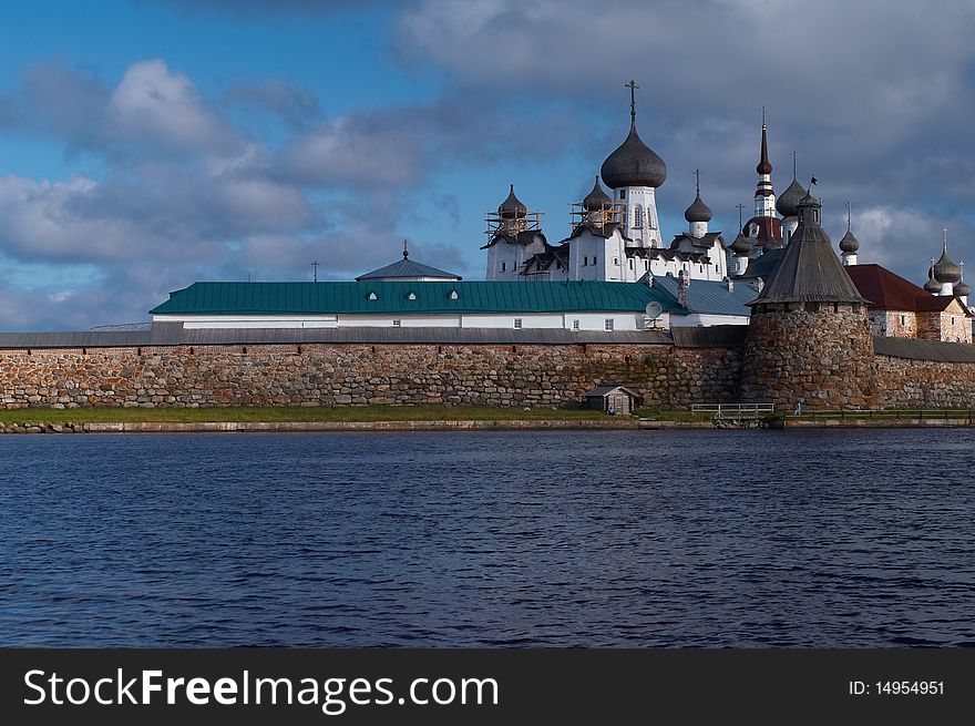 Scenic view of Solovestsky monastery on White sea coastline, Karelia, Russian Federation. Scenic view of Solovestsky monastery on White sea coastline, Karelia, Russian Federation.