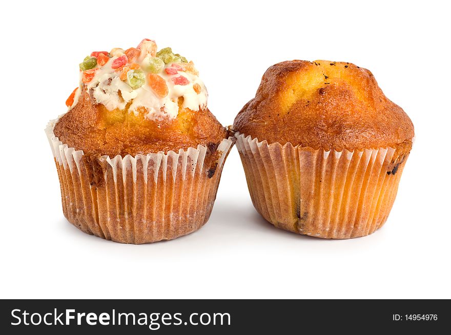 Cake in cup isolated on a white background