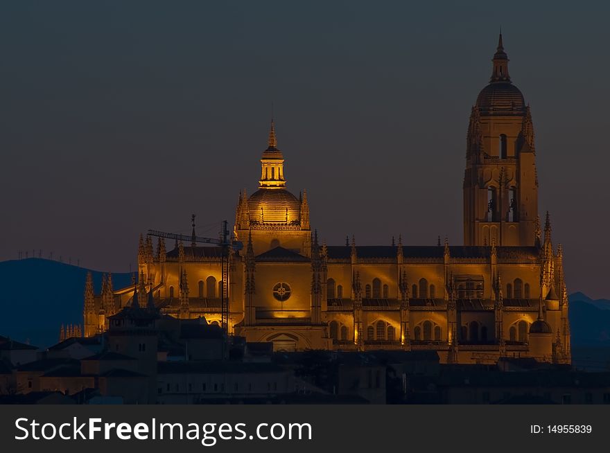 Segovia Cathedral At Night