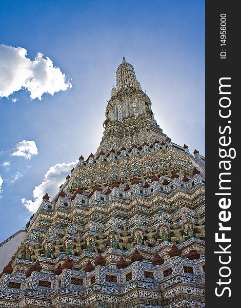 Stupa of Wat Arun take from base. Stupa of Wat Arun take from base.